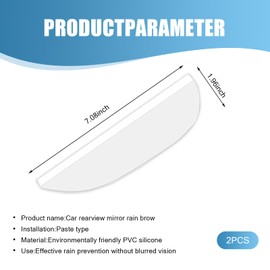 Nowkont Pack-2 Car Rearview Mirror Rain Eyebrow, 7.08" x 1.96" PVC Waterproof Panel to Keep Vision Clear, Reflective Protection Rearview Mirror Invisible Decoration, Universal for Cars (Transparent)