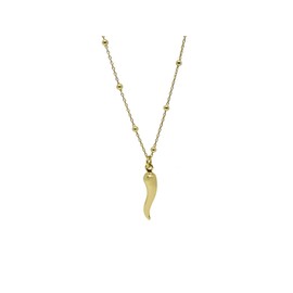 FRONAY 14k Gold Plated Silver Small Italian Horn Necklace Cornicello Good Luck Pendant