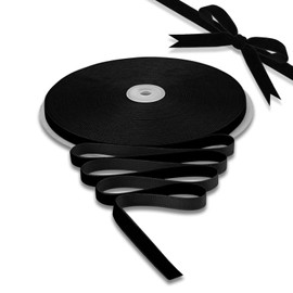 BokingOne Black Velvet Ribbon 3/8 Inch X 30 Yards Vintage Nylon Velvet Wired Ribbon with Spool for Gifts Wrapping Home Decor Wedding Decorations DIY Crafts Projects