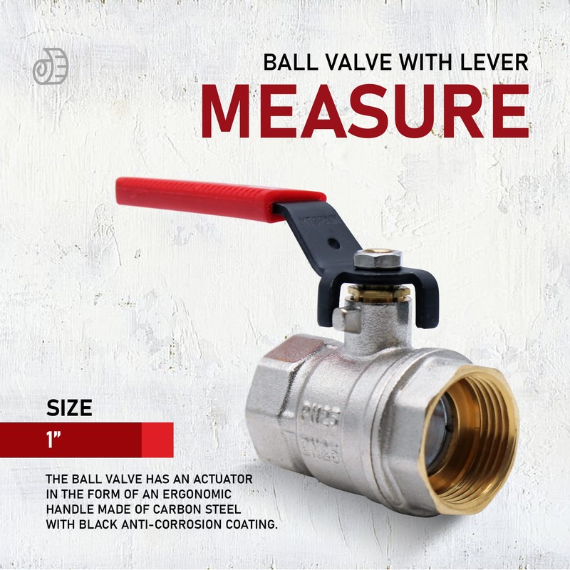DOJA Barcelona Ball Valve with Lever Handle Red 1 Inch