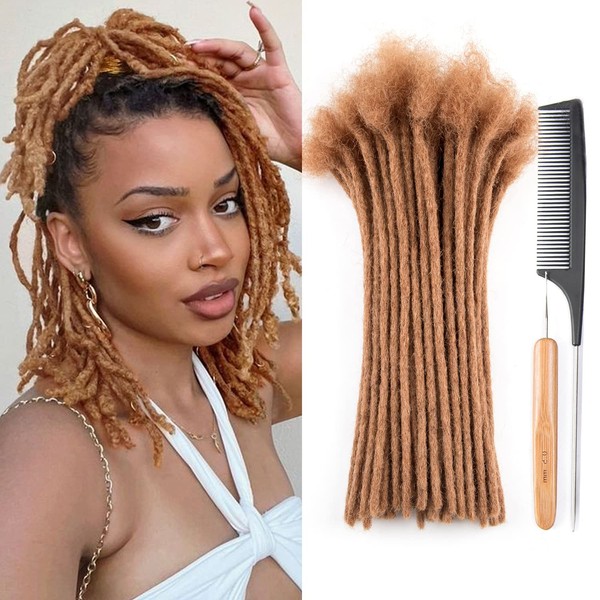 100% Human hair Dreadlocks Extensions 8 inch Afro Kinky 30 Strands 0.4cm Fashion Crochet Braiding Hair For Women by Originea (30 Locs, 30)