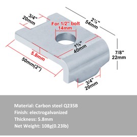 YIDU69Q 10 Pcs Strut Beam Clamp Notched for 1-5/8" Strut Channel, Strut Beam Clip Accept 1/2" Bolt