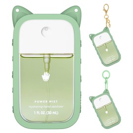 1 Pack Silicone Case Compatible with Touchland Hand Sanitizer Spray (Fit for 1 FL OZ/30 mL Ver), Portable keychain Cute Color Ears (Light green)