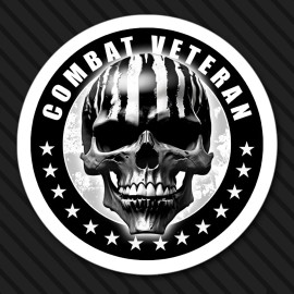 Silverbird Graphics Combat Veteran Sticker Skull hard hat military decal tactical America USA 4pk