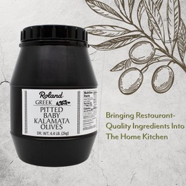 Roland Foods Pitted Kalamon Olives, Specialty Imported Food, 4 Lb 6 Oz Tub
