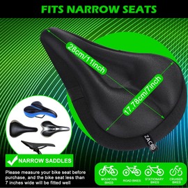 Zacro Bike Seat Cushion Cover - Gel Padded Bike Seat Cover for Men Women Comfort, Extra Soft Exercise Bicycle Seat Compatible with Peloton, Outdoor & Indoor