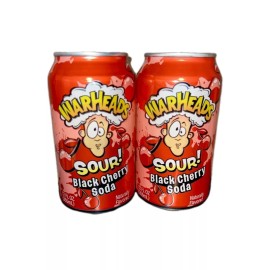 Warheads Sour  New Exclusive Warheads Sour Black Cherry Fruit Soda Candy Flavor (2 Cans)