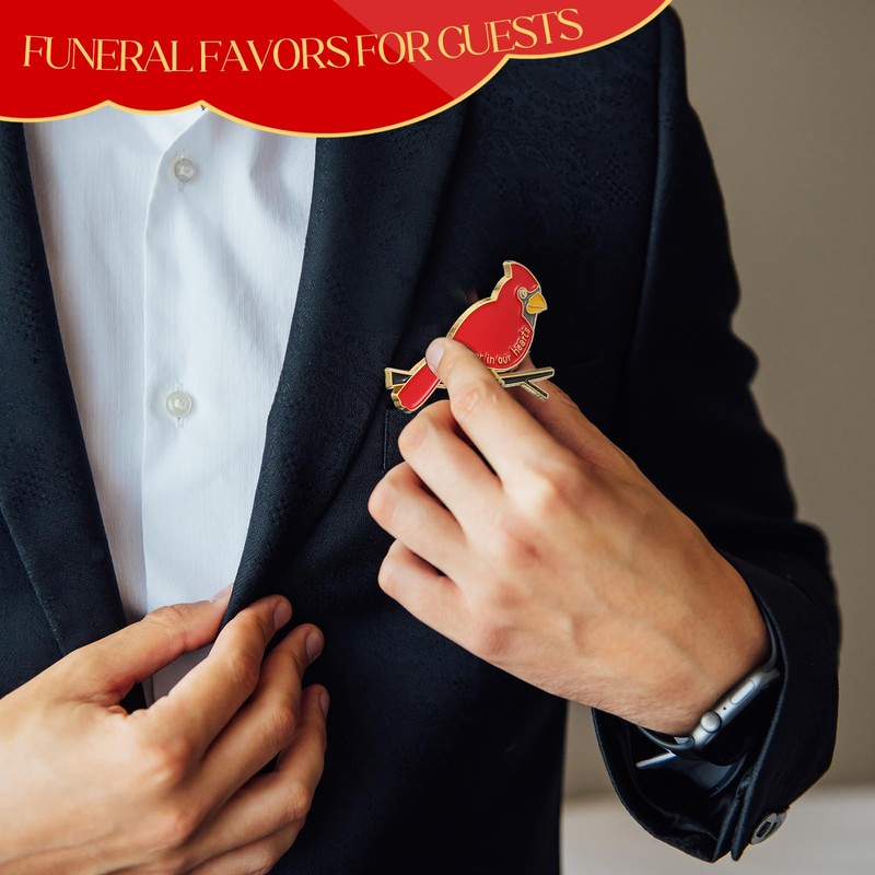 Cardinal Memorial Pins Bulk, Red Cardinal Lapel Pins “Forever in