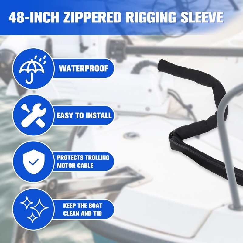48inch Neoprene Trolling Motor Cable Sleeve 2'' Dia Cable Organizer