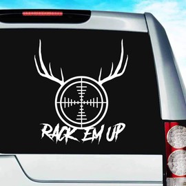 Rack 'Em Up Rifle Gun Scope Hunting Vinyl Decal Sticker Bumper Cling for Car Truck Window Laptop Wall Cooler Tumbler | Die-Cut/No Background | Multi Sizes/Colors, 20-inch, Orange