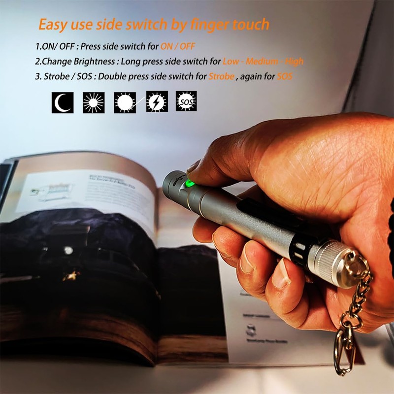 Nitefox Pen Light Flashlight Rechargeable - Mini EDC Pocket Flashlight