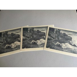 WHITE STAR LINES FIRST DISASTER, SS ATLANTIC, WINSLOW HOMER REPRINT ON CARD STOC