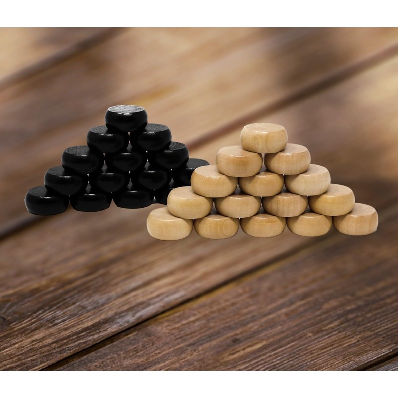Tradeopia 30 Pieces Wooden Crokinole Discs - Buttons, 15 Dark