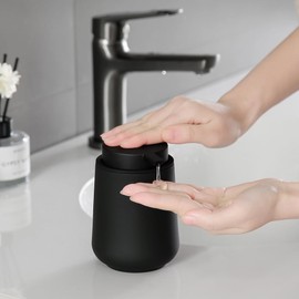 YAUKPH Matte Black Liquid Hand Soap Dispenser Plastic 11oz - Modern Minimalist Style for Bathroom & Kitchen Countertop Refillable