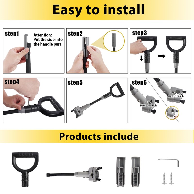 Universal Shovel Handle, Strain-Reducing Elasticity Snow Shovel Handle Ergonomic Back