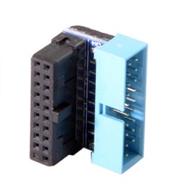 Cablecc - Adaptador de extensión USB 3.0 de 20 pines macho a hembra en ángulo ascendente y descendente de 90 grados para placa base (ángulo hacia abajo)