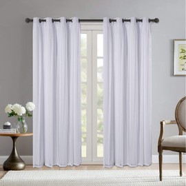 BONZER Grommet Double-Layered Curtains with White Sheer Voile for Living Room Mix and Match Blackout Curtains, White Greyish, 52x84 Inch, Set of 2 Panels