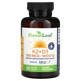 Forest Leaf Vitamin K2 D3 5000IU Cholecalciferol Veggie 60 Tablets Vitamin K2 Vitamin K2D3 / 포레스트리프 비타민K2 D3 5000IU 콜레칼시페롤 베지 60정 비타민케이투 비타민K2D3