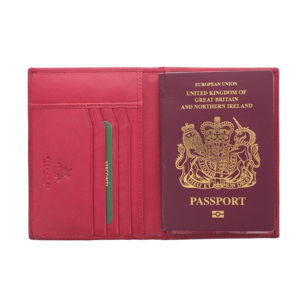 VISCONTI Polo Collection Leather Passport Holder RFID Blocking 2201 Fuchsia