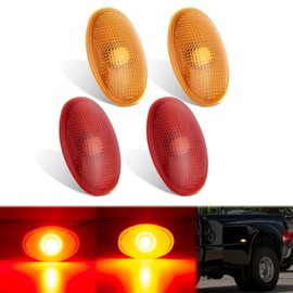 Nilight Fender Side Marker Lights 4 PCS Red Amber Front Rear Clearance Light Compatible with Ford 1999-2010 F350 F450 F550 Super Duty Dual Wheeler Trucks