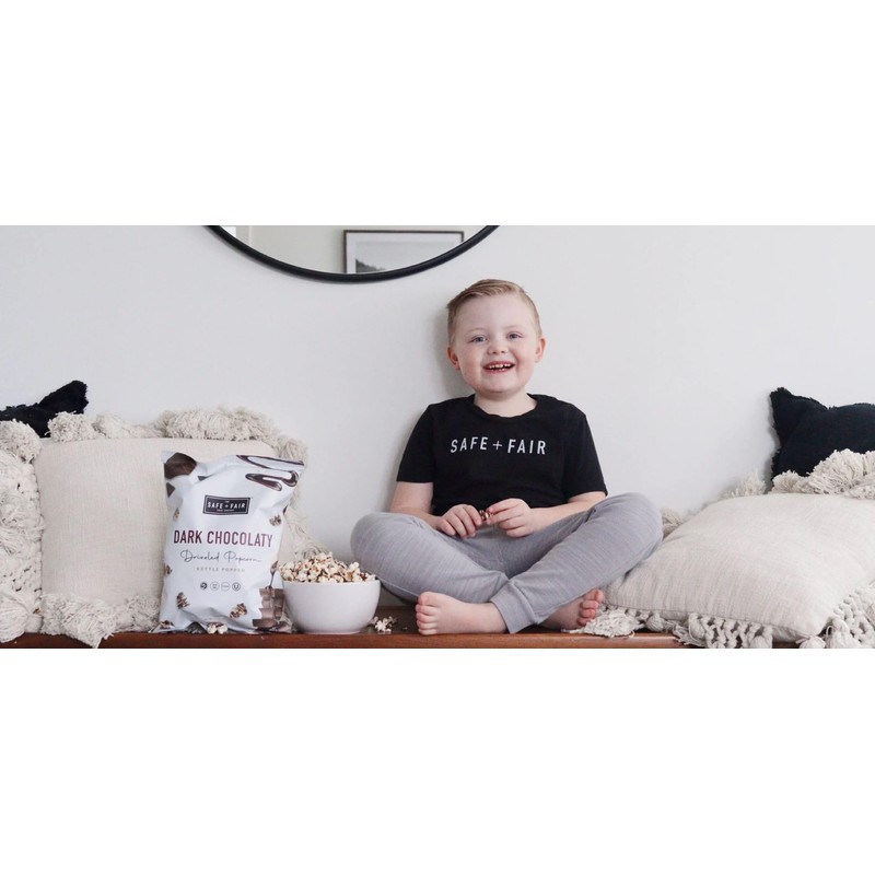 Safe + Fair Kettle Popped Gourmet Popcorn, Vegan Dark Chocolaty