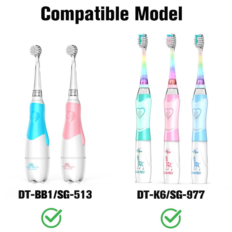 Dada-Tech Kids Electric Toothbrush Replacement Heads for DT-BB1, DT-K6, SG-513,