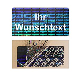 Hologram Void Security Labels "Your Desired Text" on a Roll - 40 x 20 mm - Pack of 1000 (White)