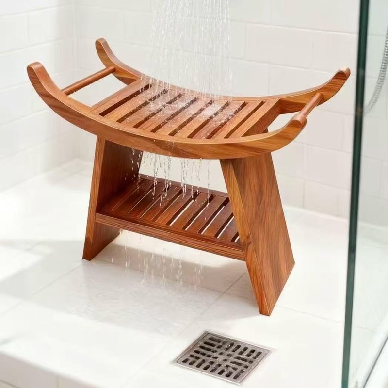 23" Teak Shower Bench Shoe Storage Bench Teak Shower Stool
