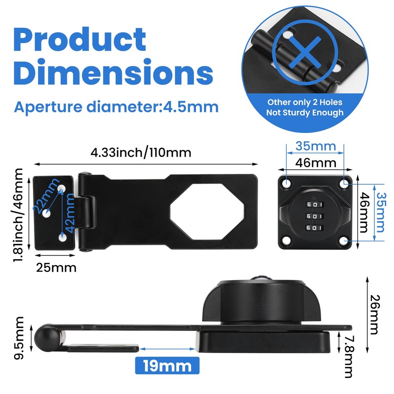 TOKCKYBL Keyless Cabinet Lock with Combination Code - 3-Digit Password