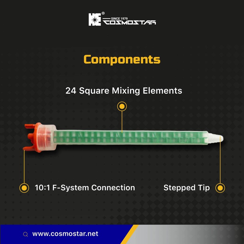 CosmoMix Square Static Mixer Nozzle Tube Tip, F System for