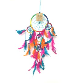 VIE Naturals Dream Catcher with Beads, 11cm, 4 Smaller Rings, Rainbow