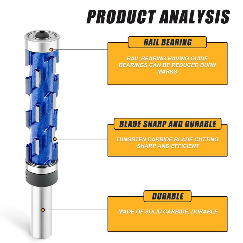 MEANLIN Flush Trim Router Bit 1/2 Inch Shank, 65mm Cutting