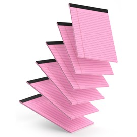 6pcs Small Note Pads, Pink Notepads 5x8 College Ruled Notebook, Writing Pads 5 x 8, Legal Pads, Memo Pad Paper Perforate Narrow Ruled Notebooks for Work, School, Office,30 Sheets/Pack