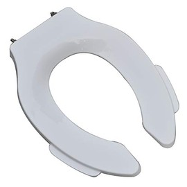 Bath Décor 4Q1E7SSC-00Commercial Heavy Duty Self-Sustaining Plastic Toilet Seat, Open Front without Cover, includes Lift Handles Elongated, White