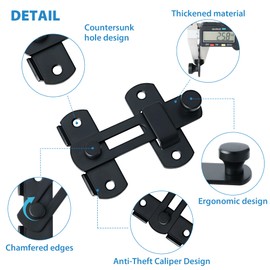 Alise 2Pcs Flip Latch Gate Latches, 4 inch Safety Door Lock for Barn Wood Fence Sliding French Doors,Heavy Duty SUS304 Stainless Steel Gate Hardware Matte Black MS9500B-2P