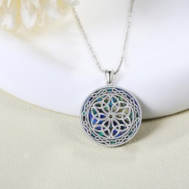 ONEFINITY Celtic Knot Necklace 925 Sterling Silver Abalone Shell Irish Necklac Celtic Necklace Jewelry Gift for Men Women