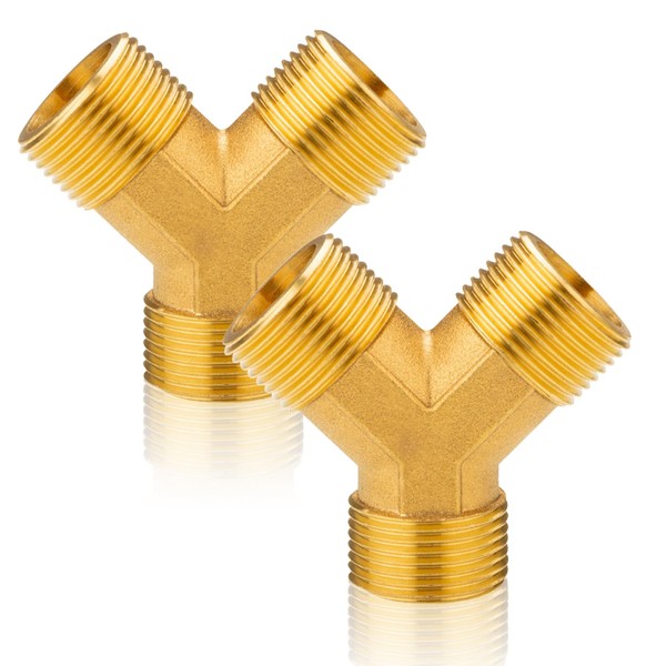 2 Stück G3/4" Messing 2 Wege Wasseranschluss Verteiler, 3/4 Zoll