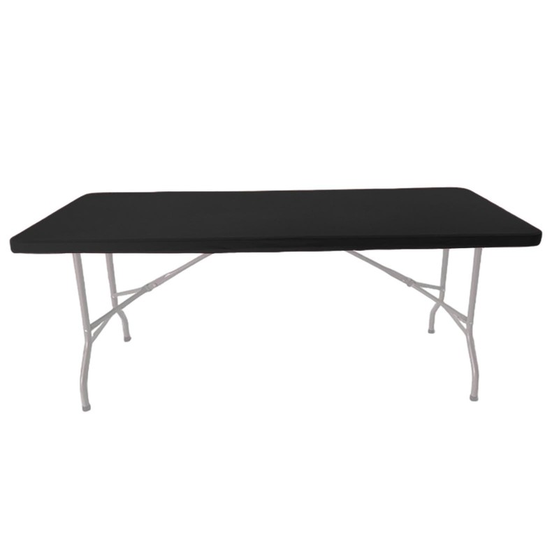 Black Rectangle Tablecloth - 6 Ft Elastic Picnic Table Cloth