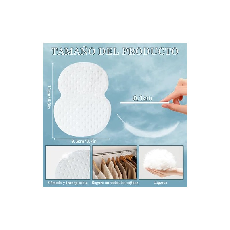 100 Pcs Parches Antitranspirantes para Axilas, Almohadillas Absorbentes de Sudor,