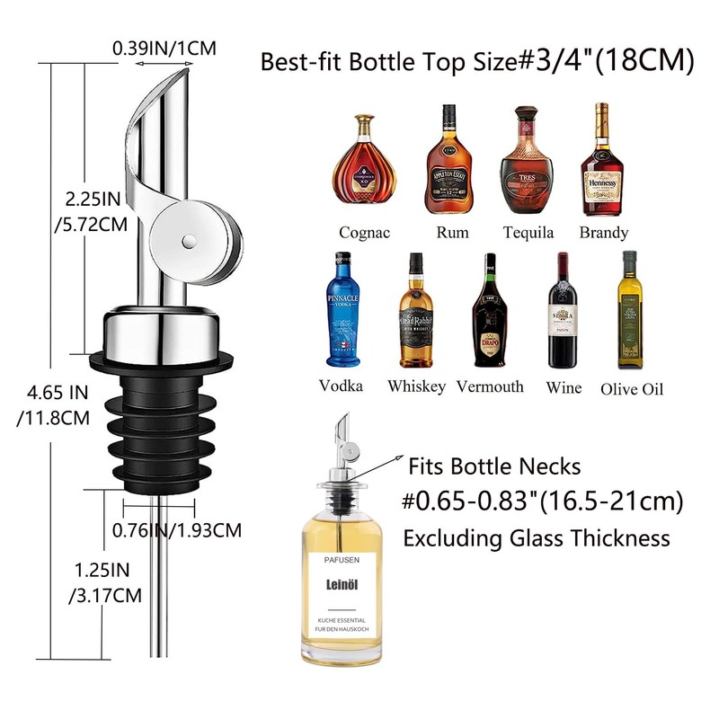Pafuen Auto - Boquilla para verter licor (4, plateada)