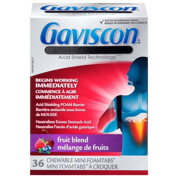 GAVISCON ADVANCED MINI CHEWABLE FOAMTABS, Fruit Blend / 36 Chewable Mini FoamTabs