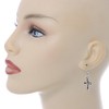 Burnt Silver Cross Drop Earrings - 35mm L