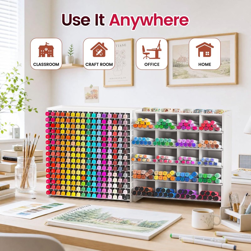 SANFURNEY Marker Organizer, 20 Compartments Vertical Pen Storage