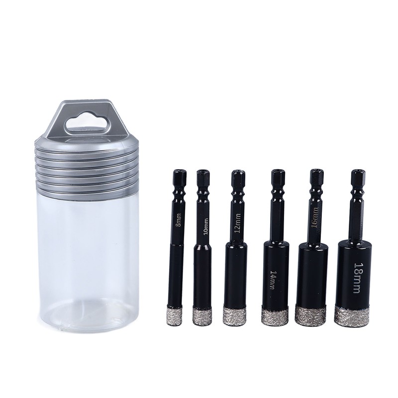 6Pcs Dry Diamond Drill Bit Kit 8 10 12 14
