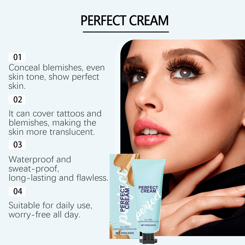 2 Feuchtigkeitsspendende Concealer-Creme, Langanhaltende CC Creme, Wasserfester und Schweißfester Hautfarben-Concealer,