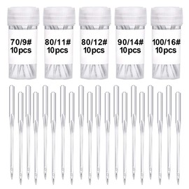 Wamkon 50 Pieces Sewing Machine Needle Set, 5 Sizes Sewing Machine Needle, Universal Sewing Machine Needles Set for Household Sewing