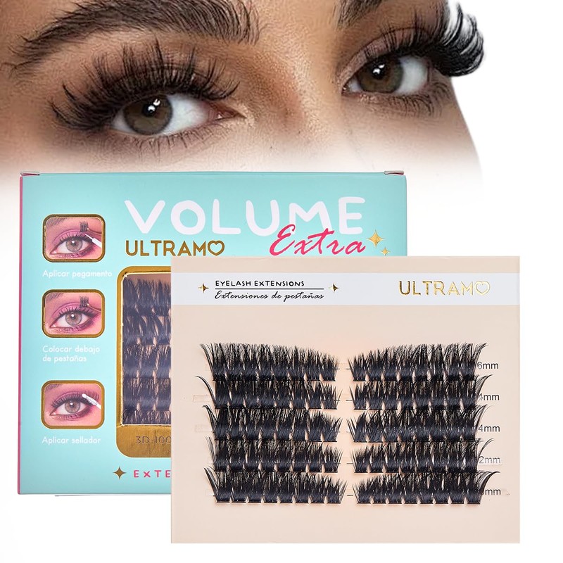 Pestañas Postizas Kit Completo, Kit de Extensión de Pestañas 10-18mm,