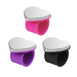 Hilltian - 3 pulseras magnéticas para coser con alfiler, muñequera magnética, soporte magnético para trenzar, morado, rosa, negro