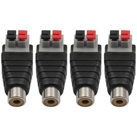 Maxhood Speaker Phono RCA Female to AV 2 Screw Terminal Female Video Audio Spring Press Type Balun for CCTV(4-Pack) (RCA Female)