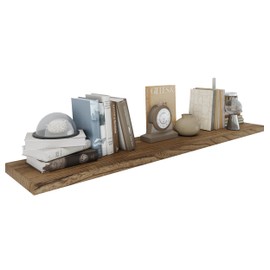 Wallniture 60 inch Long Wood Floating Shelf for Wall, Book Shelves with Hidden Brackets, 1pc, Rustic Burnt Finish